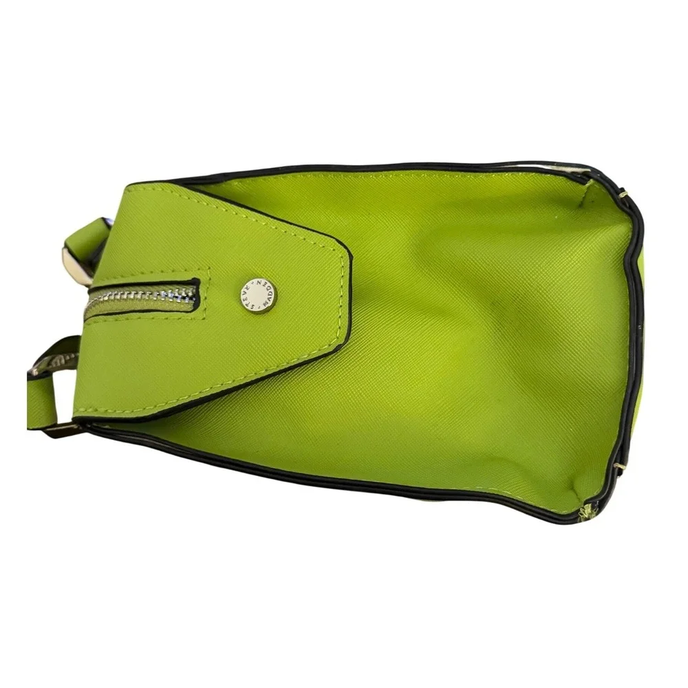 Steve Madden Lime Green Saffiano Satchel Crossbody Bag with Floral Scarf Chic